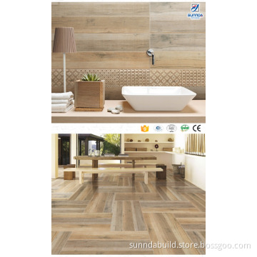 New 3d inkjet printing wood grain porcelain floor tile Serpecggiante matt texture wooden wholesale price tiles